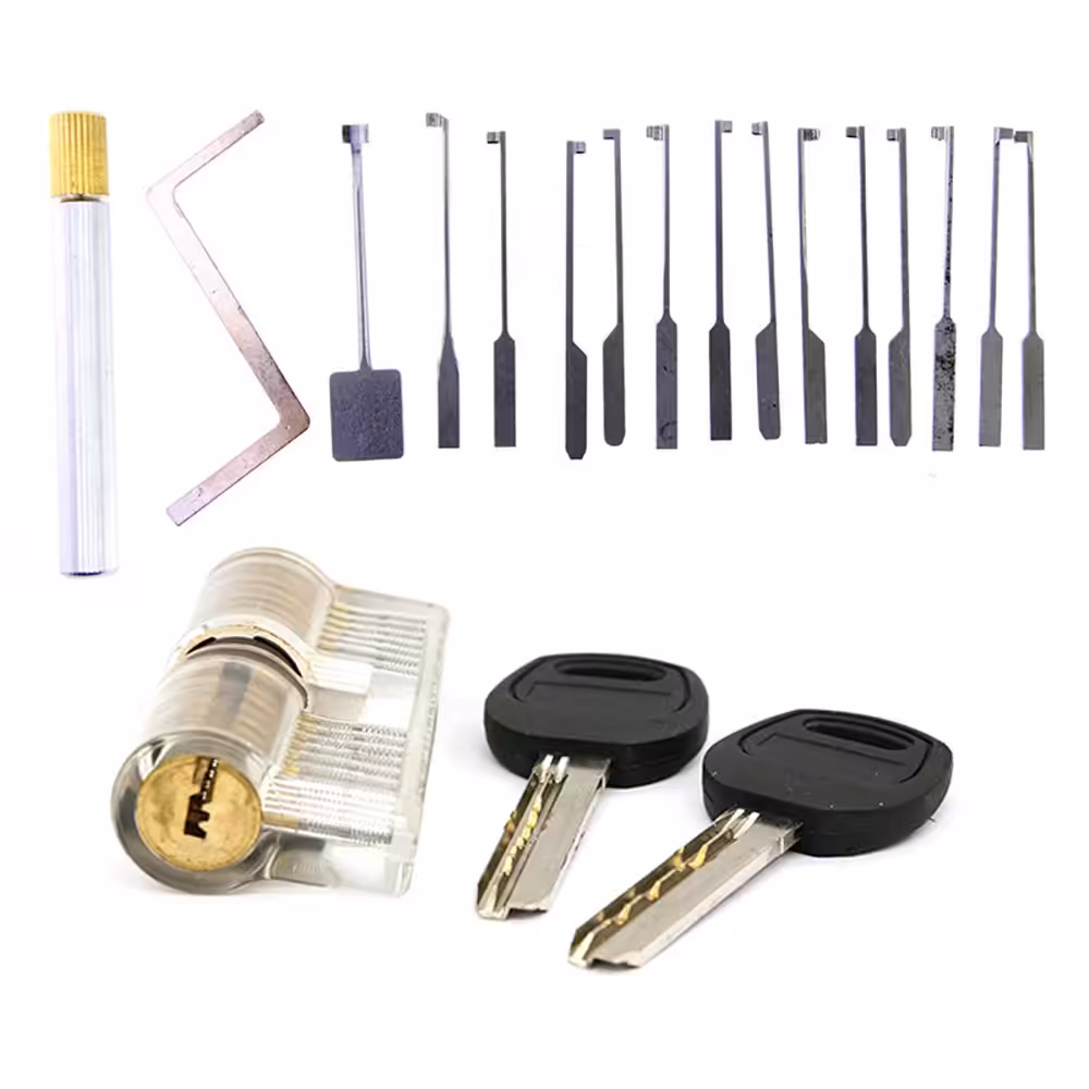 KABA Dimple Pick Set w/ Transparent Practice Lock Bundle