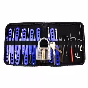 H&H 20 Pieces Lock Picks Set with Transparent Practice Padlock Bundle