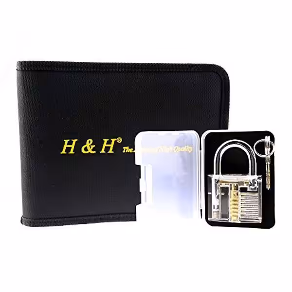 H&H 30-in-1 Lock Picks Set Transparent Practice Padlock Bundle