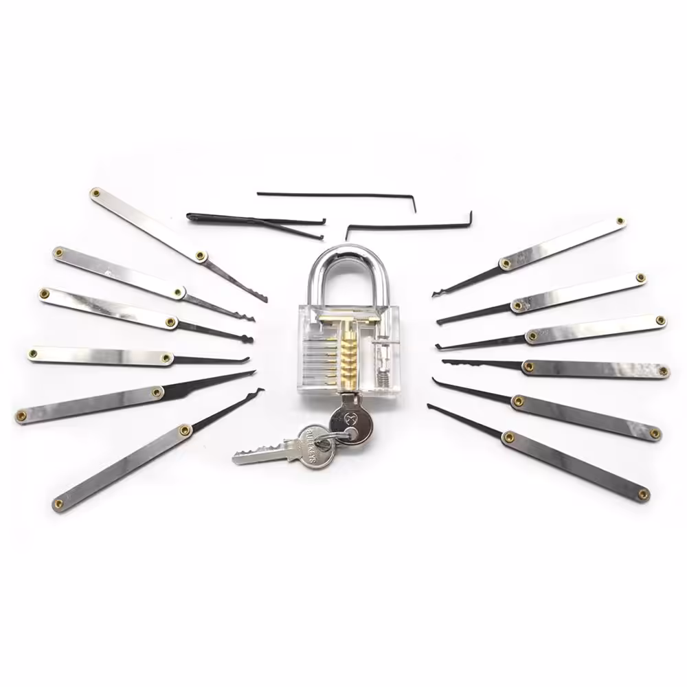 Transparent Practice Lock 12 Piece Lock Pick Set Key Extractor