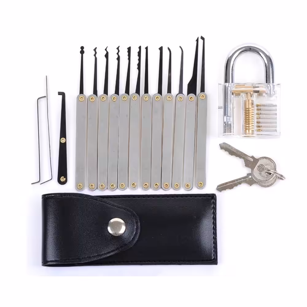 Transparent Practice Lock 12 Piece Lock Pick Set Key Extractor