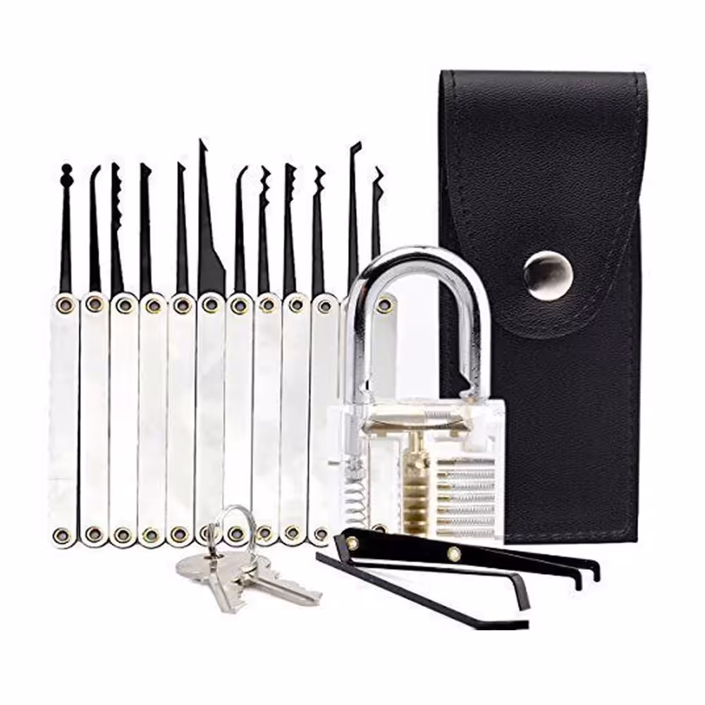 Transparent Practice Lock 12 Piece Lock Pick Set Key Extractor