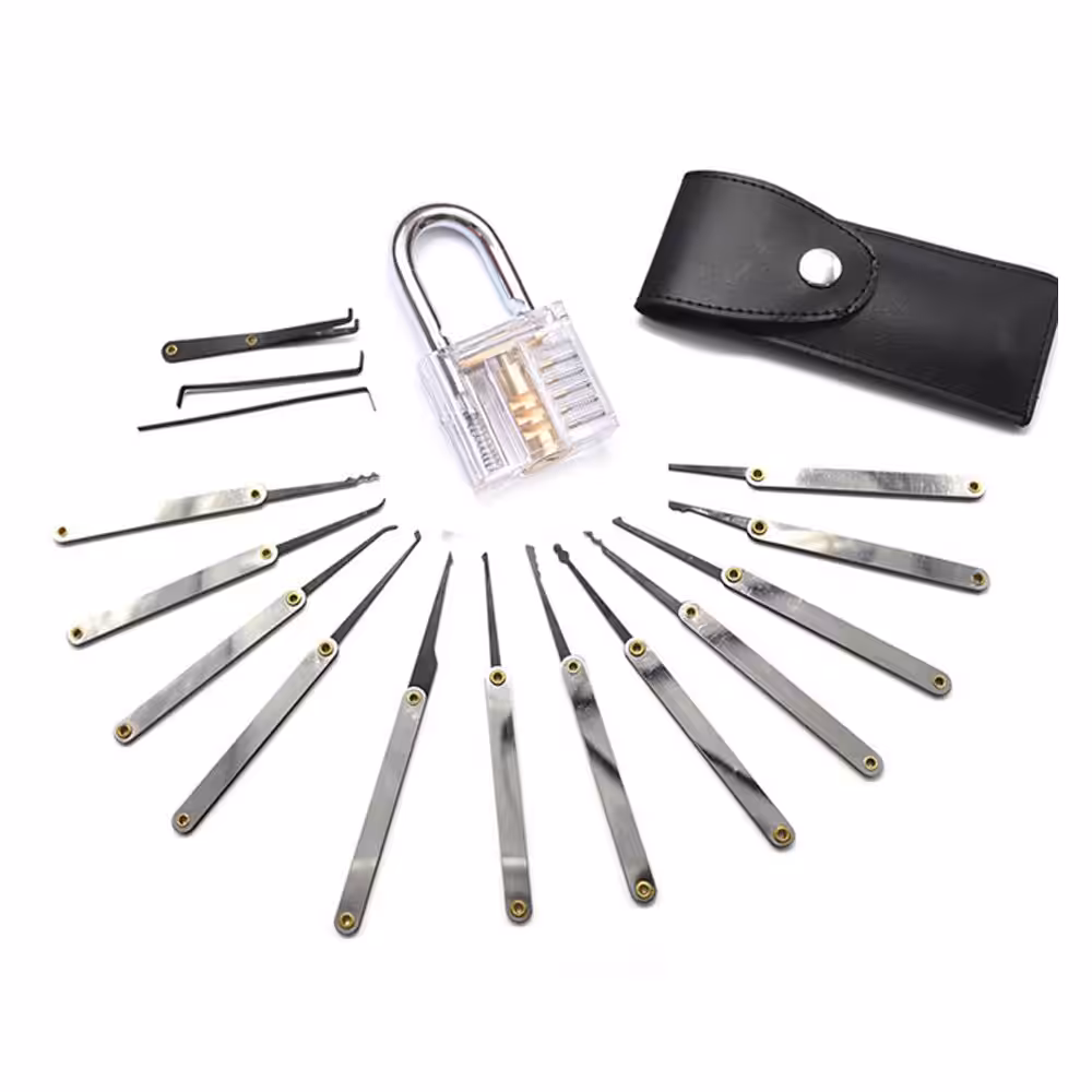 Transparent Practice Lock 12 Piece Lock Pick Set Key Extractor