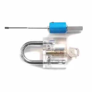 Clear Disc Detainer Practice Padlock w/ Lock Pick Training Aid