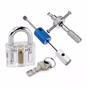 Clear Disc Detainer Practice Padlock w/ Lock Pick Training Aid